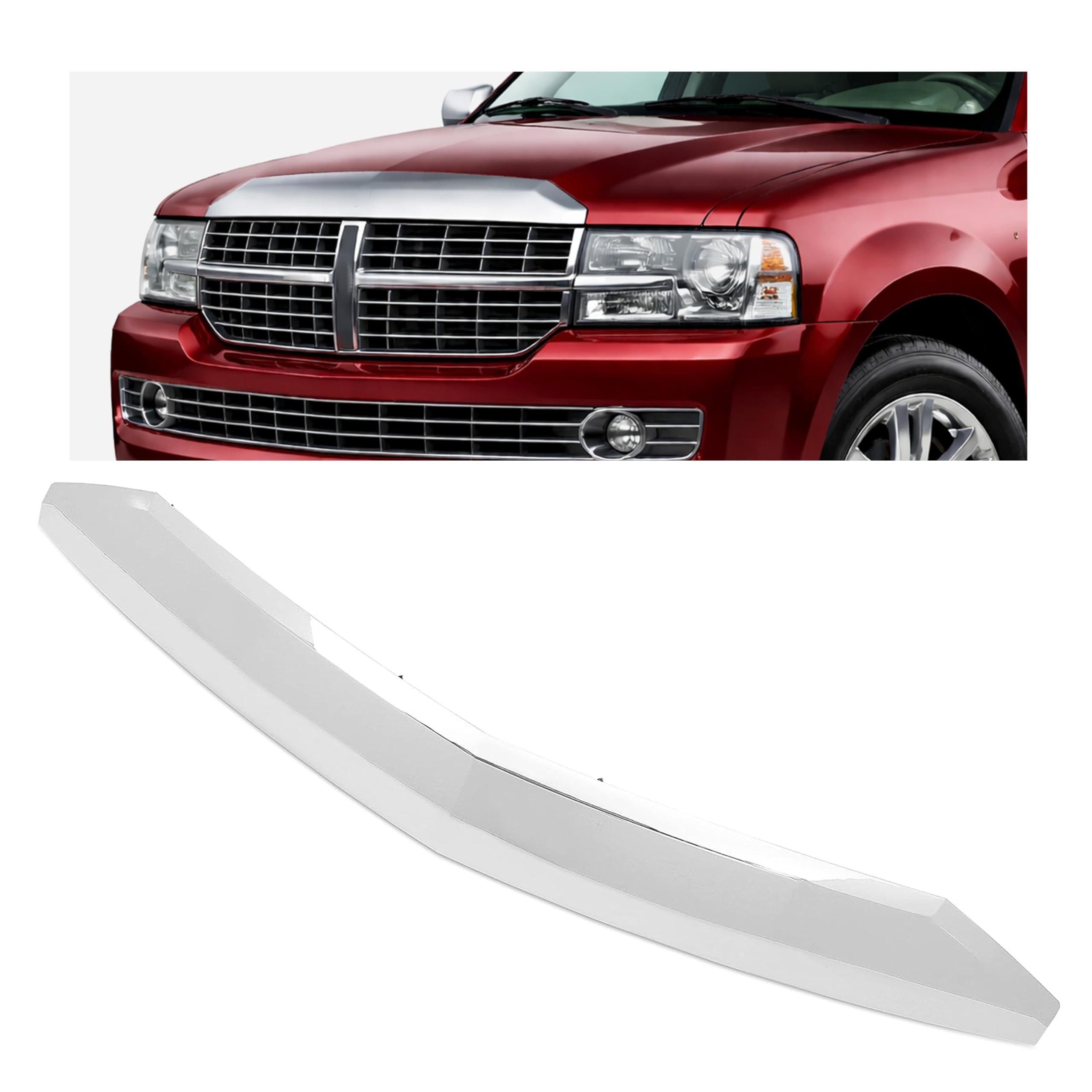 HECASA Chrome Front Hood Molding Trim Compatible with 2007-2014